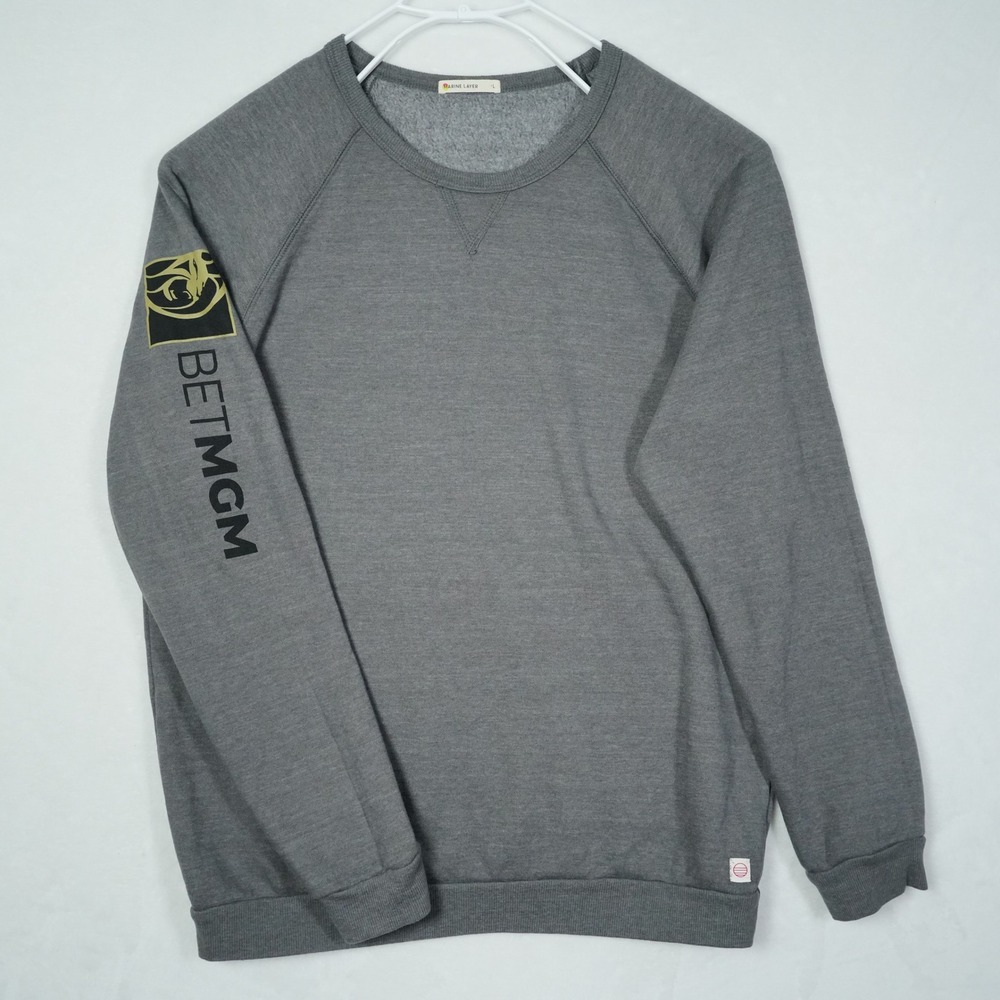 Marine Layer Mens Gray BetMGM Graphic Sleeve Crewneck Sweatshirt Large ML13765